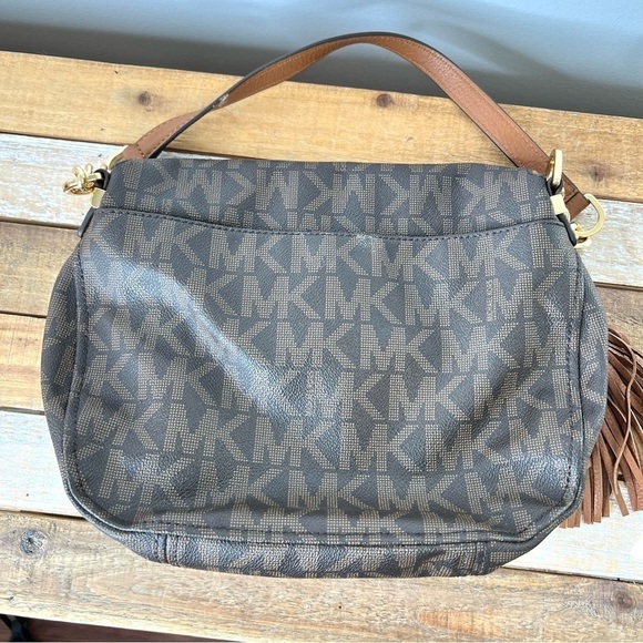 Michael Kors Brown Jet Medium Convertible Shoulder Bag Tassel Matching Wallet - Picture 4 of 16